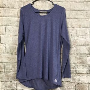 Reebok Blue Long Sleeve Open Back Top Sz Lg